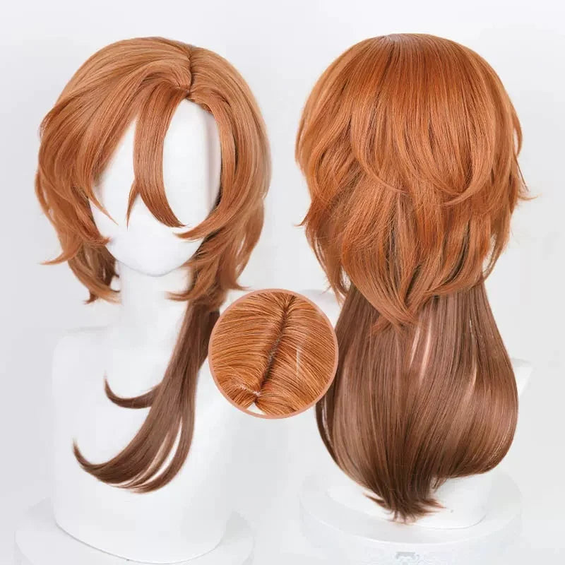 Wholesale Bungo Stray Dogs Wig Cosplay 55cm Long Orange Mixed Nakahara Chuuya Peluca Synthetic Anime Heat Resistant Hair Wig