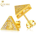 Hip Hop Fashion Iced Out 925 Sterling Silver Luxury Moissanite Gold Plated Rust Proof Pyramid Pharaoh Stud Earrings