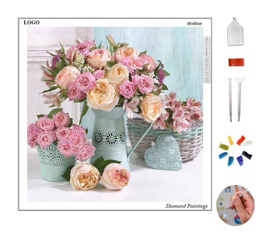 5d Diy Flower Diamond Painting Cross Stitch Mosaic Diamond Embroidery Full Drill Home Decoration Diamond Painting Rose