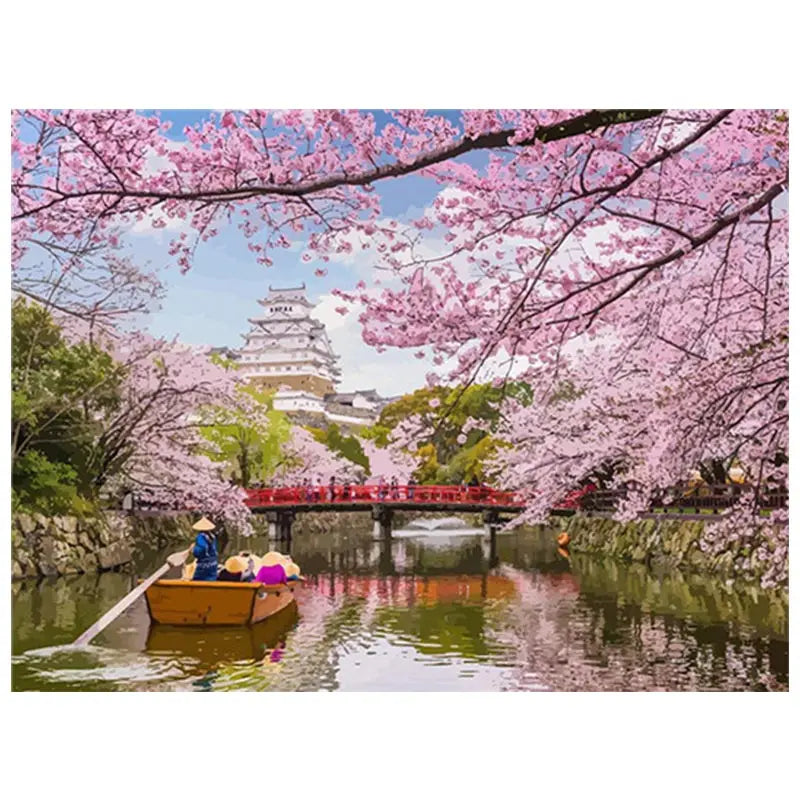 Multifunctional Round Set Cherry Blossom 30x40cm 5d Crystal Diamond Painting Handpainted DIY Watercolor Canvas Support Wall Art