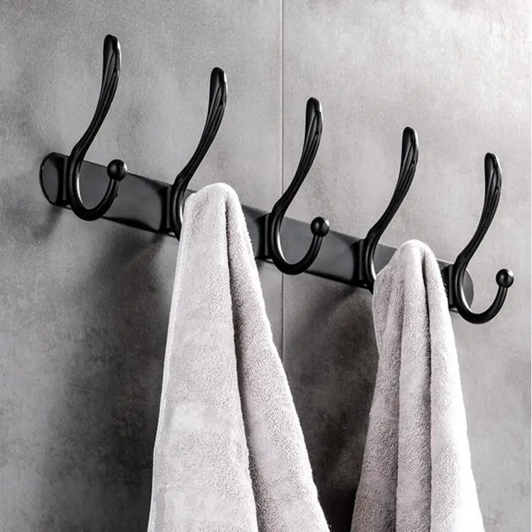 Customized Wall Mounted Stainless Steel Aluminum Alloy Silver Bathroom Hooks 9 Hooks Durable Multifunctional Shower Rack Hanging