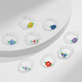 Handmade Beaded Rings Jewelry Flower Bead Rings Japan Korea Cute Clear Glass Beads Ring Woman