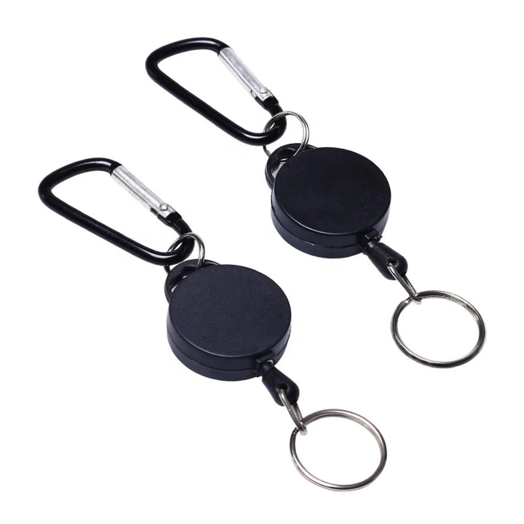 Hot Tactical Retractable Telescopic Belt Clip Metal ID Badge Reel Holder with Keychain Carabiner Anti-Lost Key Ring