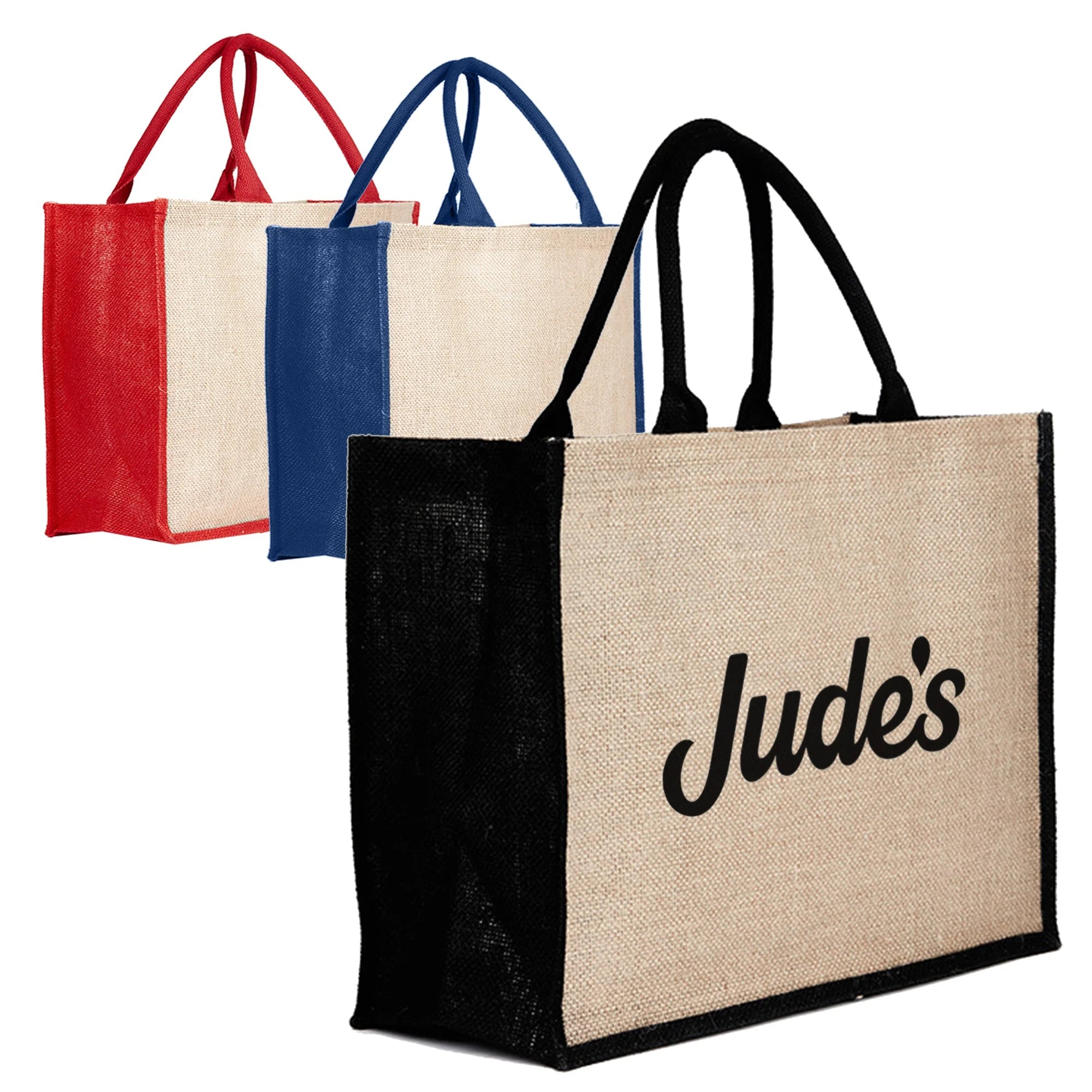 OEM Wholesale Tote Coloured Custom Logo Large Print Eco Friendly Laminated Shopping Linen Burlap Jute Bag JTB002
