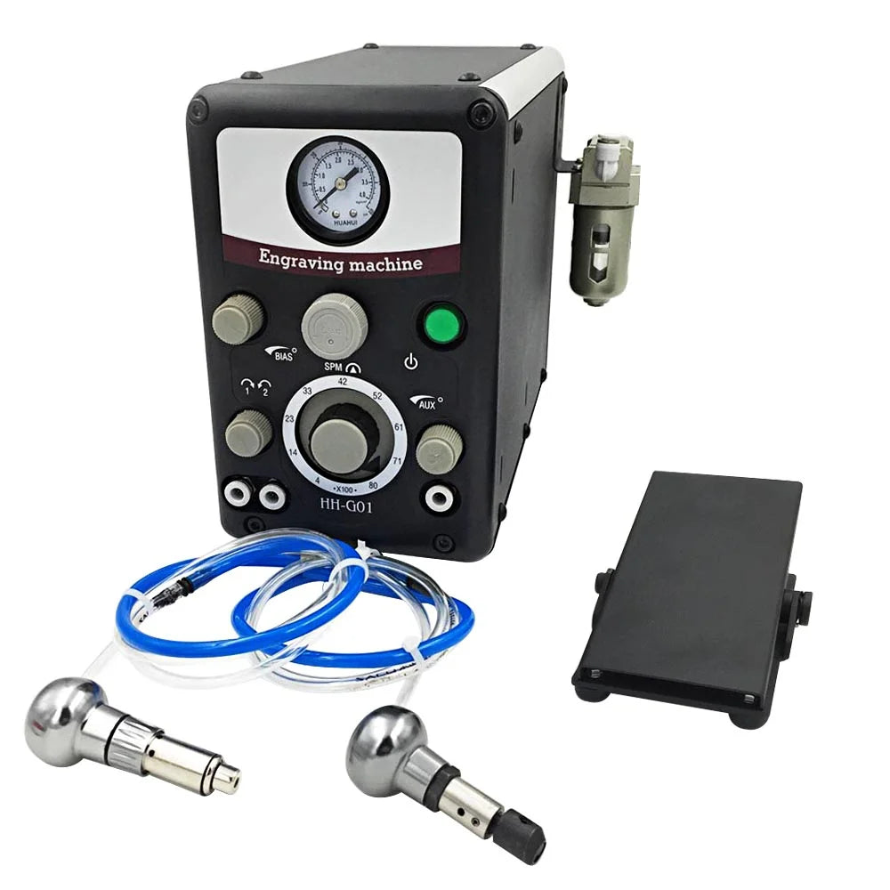 110V Double Head Hand Micro-inlaid 400-8000RPM Air Graver Handpiece Jewelry Pneumatic G8 Graver Pneumatic Engraving Machine