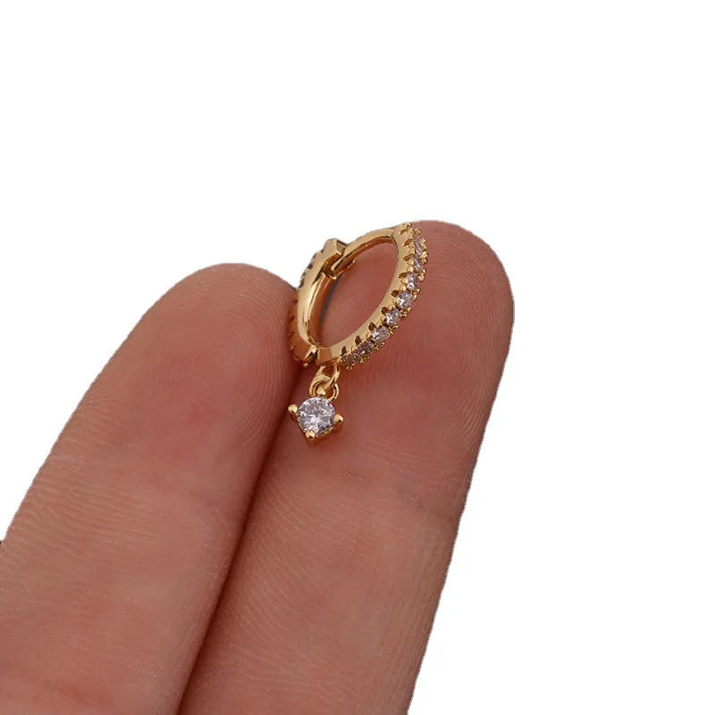 ZF Gold Plated Cute Hoop Earring Brass Tragus Piercing Jewelry for Women Ear Clip Earring Jewelry Piercings