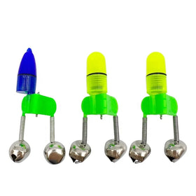 Fish Bite Alarm Led Night Fishing Rod Bite Bait Alarm Light Double Bell Ring Clip Alerter for Fishing Accessory