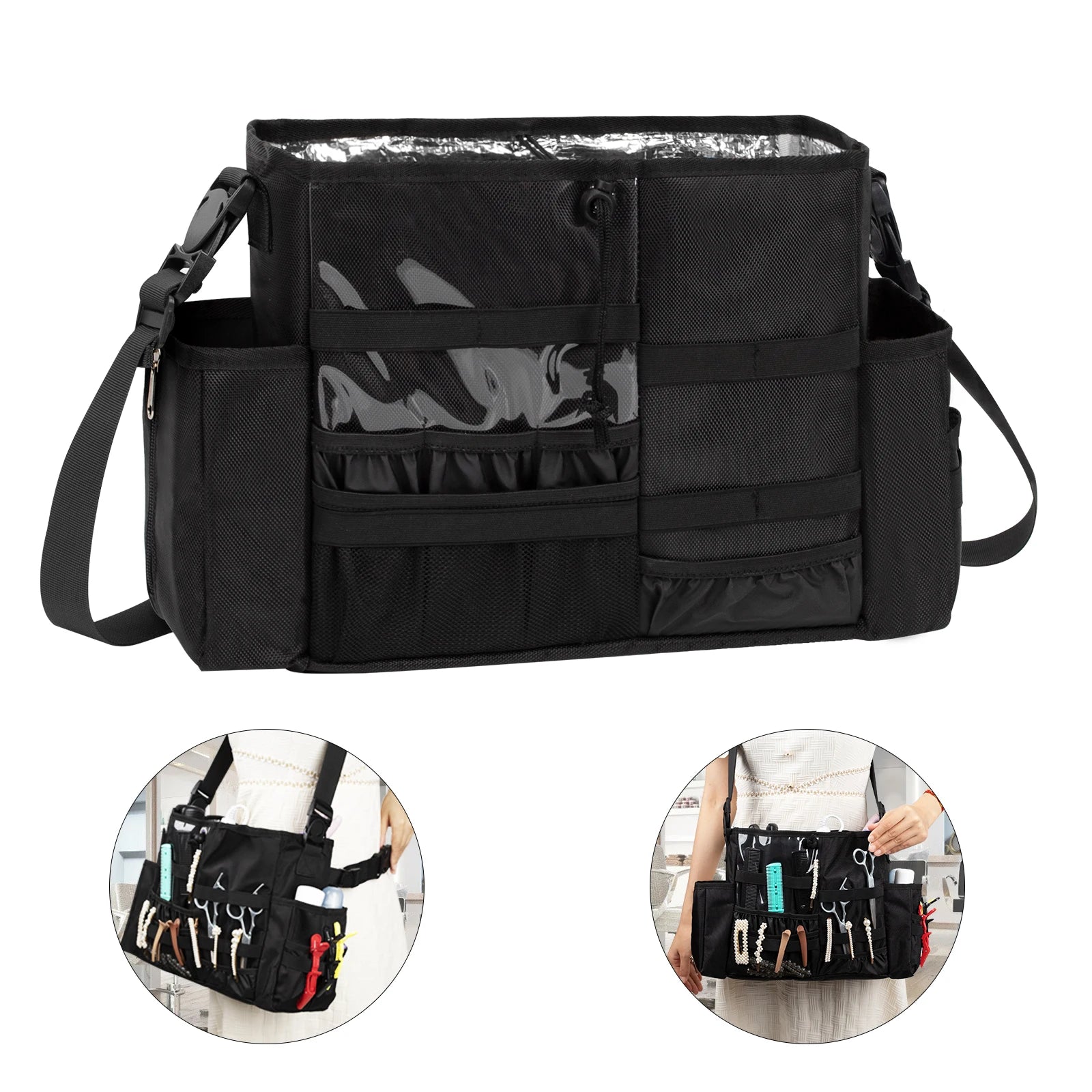 Relavel Professional Cosmetic Makeup Brush Bag with Artist Belt Strap Portable Multi Pockets Bag Makeup Brush Waist Bag