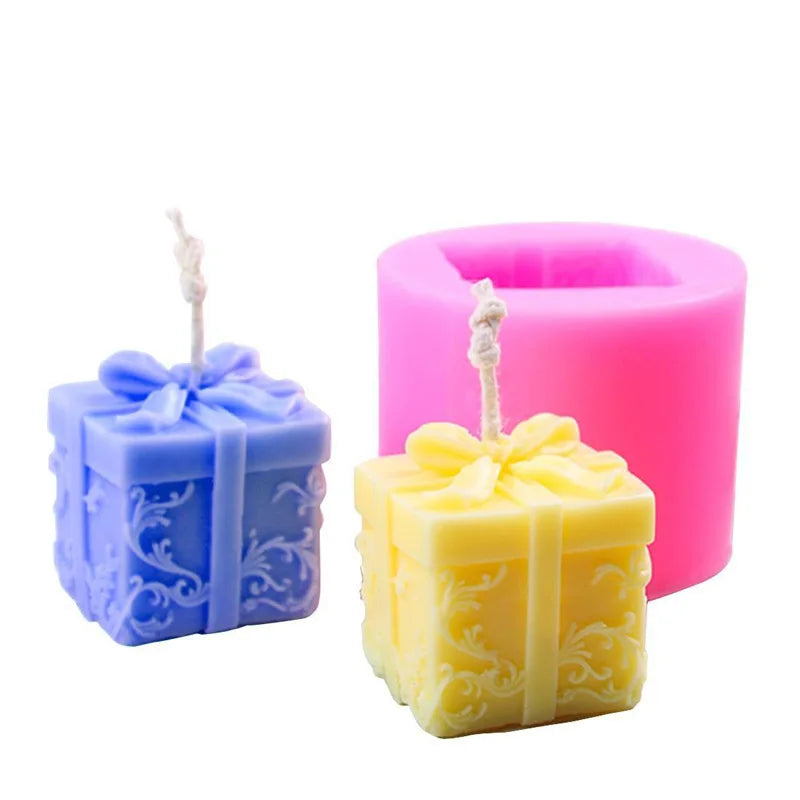 DIY Homemade  Christmas Gift Box Candle Making Molds   Durable Lovely  3D Gift Box Shape Silicone Candle Molds