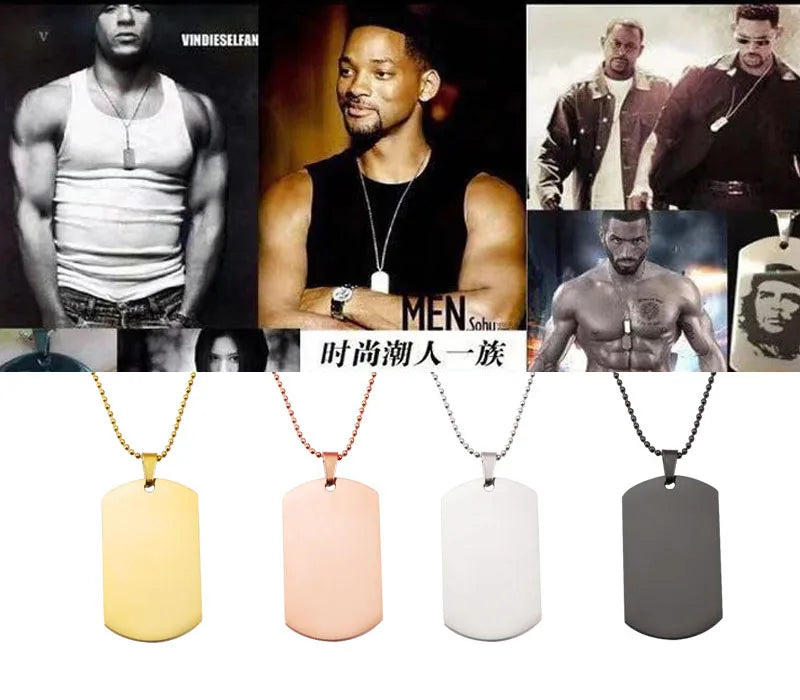 22*38 Tag Pendant Necklace Personalized Necklace Stainless Steel Link Chain Necklace for Hiphop Punk Men Women