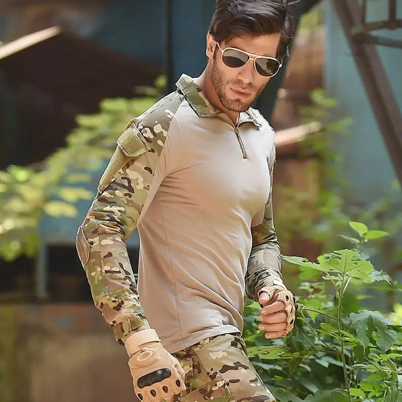 BACRAFT Long Sleeve Tactical Shirt Black Ash Square Strikes Reflective Strip Instructor Uniform Striped Frog Suit