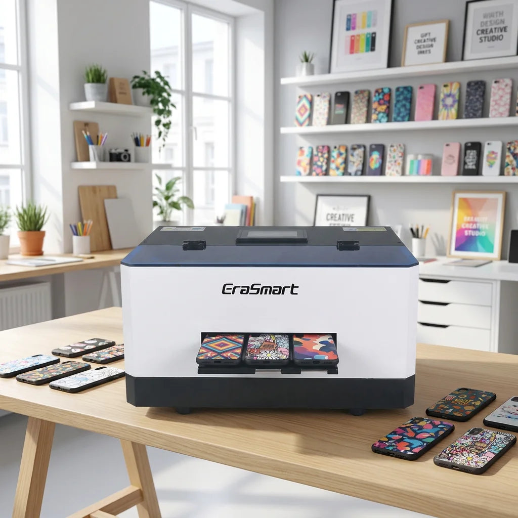 Erasmart L1800 Single Pass Uv Printer Mini A5 Uv Printer Acrylic Crystal Label Transfer Printing Machine A5 Phone Case Printer