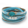 Pearl Crushed Stone Ladies Jewelry Bracelet Accessories New Design Magnetic Titanium Alloy Leather Rope Braided Bracelets