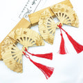Bamboo Eco-Friendly Customizable Carved Love Cultural Creative Campus Gift Fan Shape Bookmarks Chinese Style QYBAMBOO Brand Fast