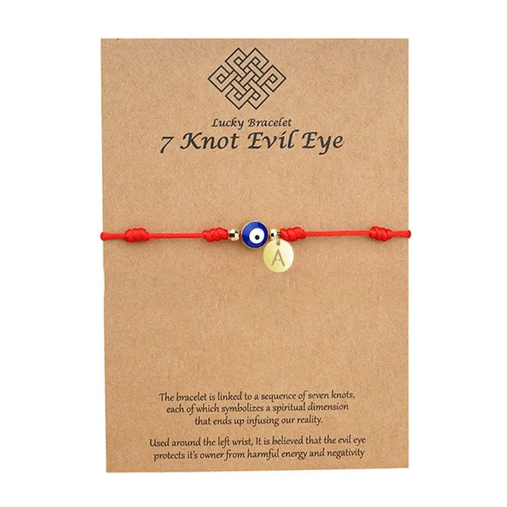 Protection Red Knots Spiritual Kabbalah Jewelry Couples Personalized Letter Evil Eye Red String Bracelet for Women