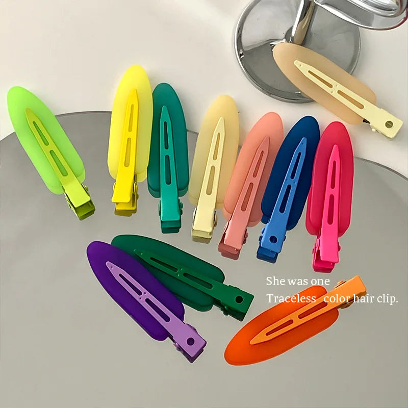 MIO New 6.7cm Candy Color No Bend Hair Clip Fashion Girls Headdress Matte Color Frosted No Crease Seamless Bangs Side Hair Clip