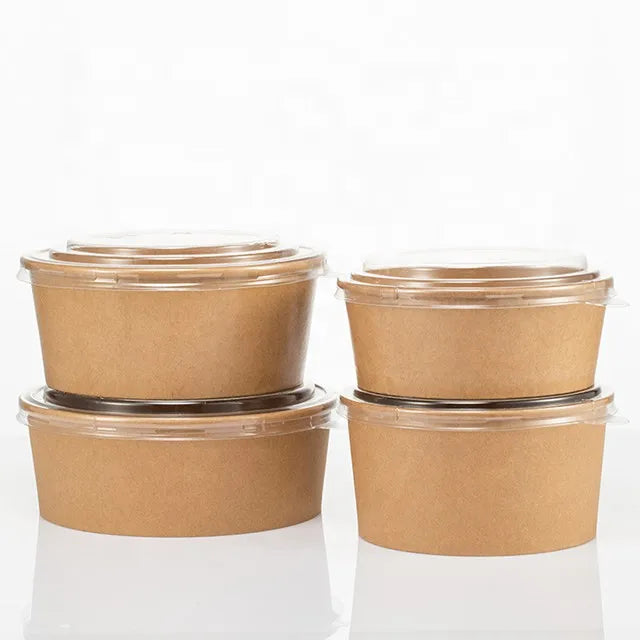 Takeaway Hot Food Paper Soup Lunch Box Salad Disposable Food Storage Container Paper Kraft Bowl Snack Box Cake Packaging Natural