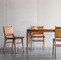 Wholesale in Stock Saddle Leather Backrest Wood Frame Armless Hotel Dining Table Side Dining Chairs