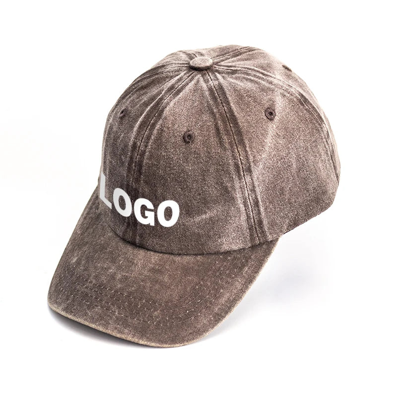 Factory Direct Supply 6 Panel Custom LOGO Washed Cotton Baseball Cap Organizer Handmade Funny Cap on Wholesale