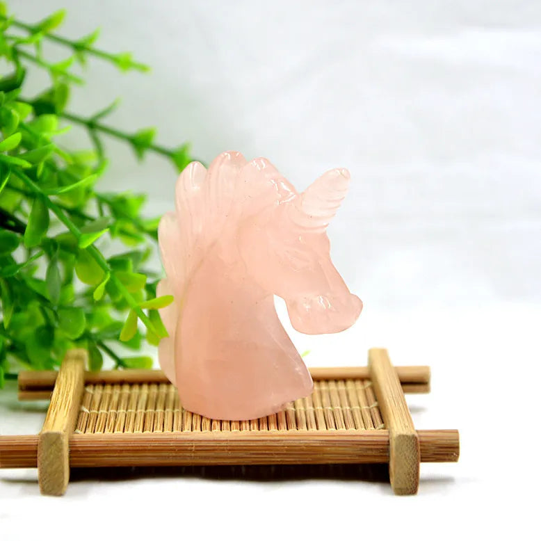HY Hand Carved Rose Quartz Gemstone Rose Quartz 50*50*20mm Healing Pink Crystal Unicorns