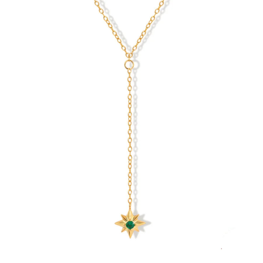Melynn Wholesale Colour CZ Diamond Star Necklace for Women Sterling Silver 925 Necklace Jewelry for Women