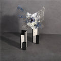 M3-279 Cylinder Gold Flower Wedding Vase Stainless Steel Cowhide Leather Square Home Decor Floor Table Decoration