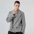 Men's Custom Suit Jacket Latest Korean Retro Design with Double-Breasted Closure Striped Formal Blazer Loose Casual Fashion