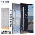 San Diego Modern Unique Gone Groove Design Gunmetal Grey Largest Opening House Cast Aluminium Prehung Metal Pivot Door