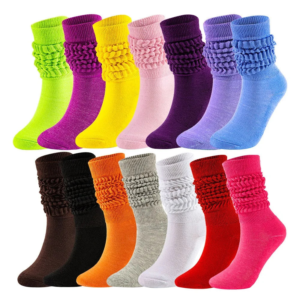 Wuyang Factory WY-107 Wholesale Women's Extra Long Thick Heavy Fashion Slouch Cotton Polyester Socks Size 9 to 11
