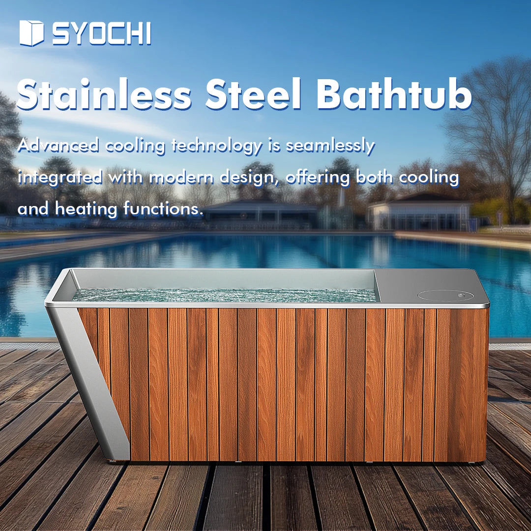 Syochi Wi-Fi Control Stainless Steel Portable Luxury Ice Bath Tub for Athletes Ice Bath Recovery Cold Plunge Tub Circulation
