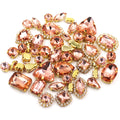 Water Red Wholesale 3D Sew-On Loose Mixed Shape Glass Rhinestones Buckle with Golden Cup Claw for Garment
