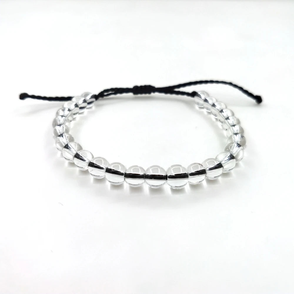 Recycled Plastic Life Transparent Glass Beads Adjustable Cord Beads Wristband Women Ocean Bracelet