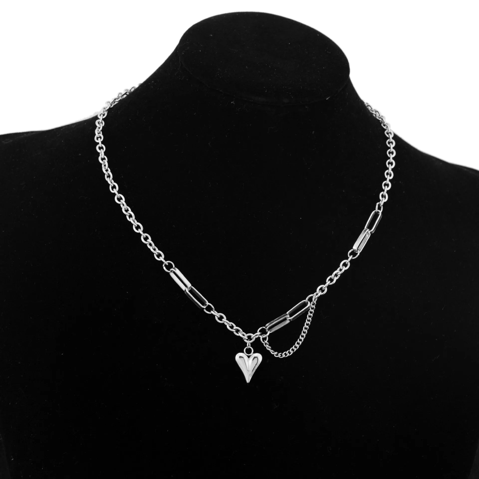 GT New Arrival European Tassel Chain Necklace Hip Hop Heart Necklace