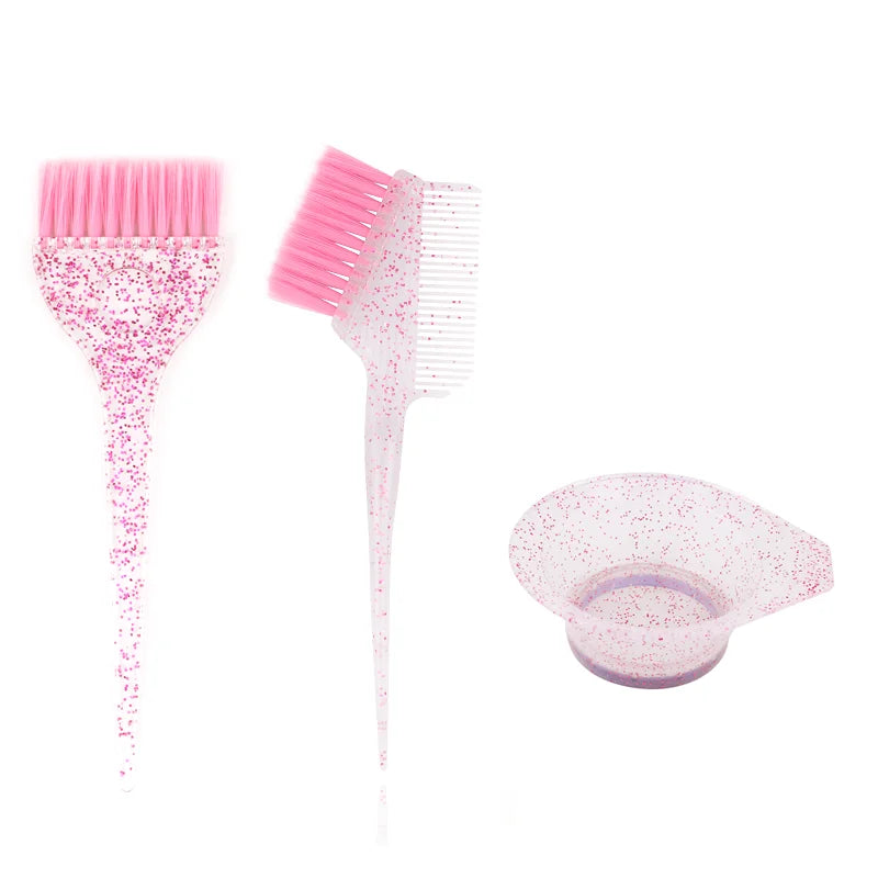 Professional Soft Plastic Glitter Tint Dye Multi-color Hair Brush Bowl Kit Salon Accessories Hair Coloring