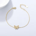 Beautiful Elegant 925 Sterling Silver clear Cz butterfly Link Chain Bracelet for Women
