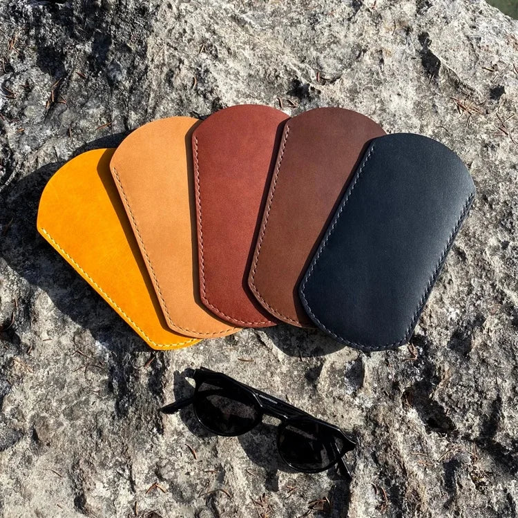 Great Design Vegetable Tanned Leather Eyewear Case Pouch Handmade Genuine Leather Chic Glasses Bag