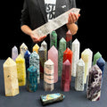 20-35CM Customized Size Mixed Red Jasper Dragon Blood Yellow Calcite Spiritual Healing Wand Point Big Crystal Tower