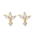 Alibaba-online-shopping Cz Earrings Dangle 925 Silver Gold Plated Zircon Marquise Flower Shape Earrings Stud Jewelry