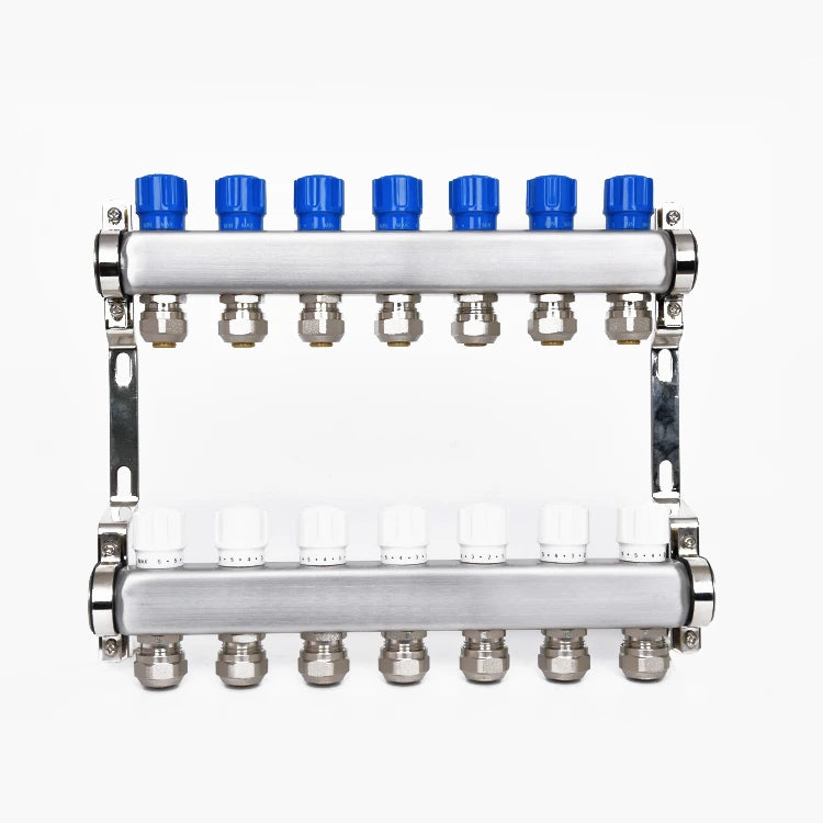 220V Traditional Design Underfloor Heating System Manifolds 304 Stainless Steel 2-12ways Water Stainless Steel Distributor