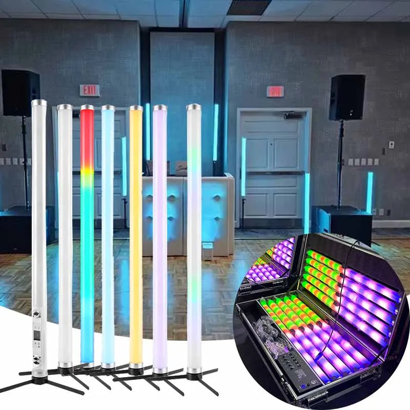 Waterproof Led Tube Light Bar RGBW Battery Wireless Remote DMX CRI90 16sections IP 10lights+Flightcase for Pro Event Audio Stage