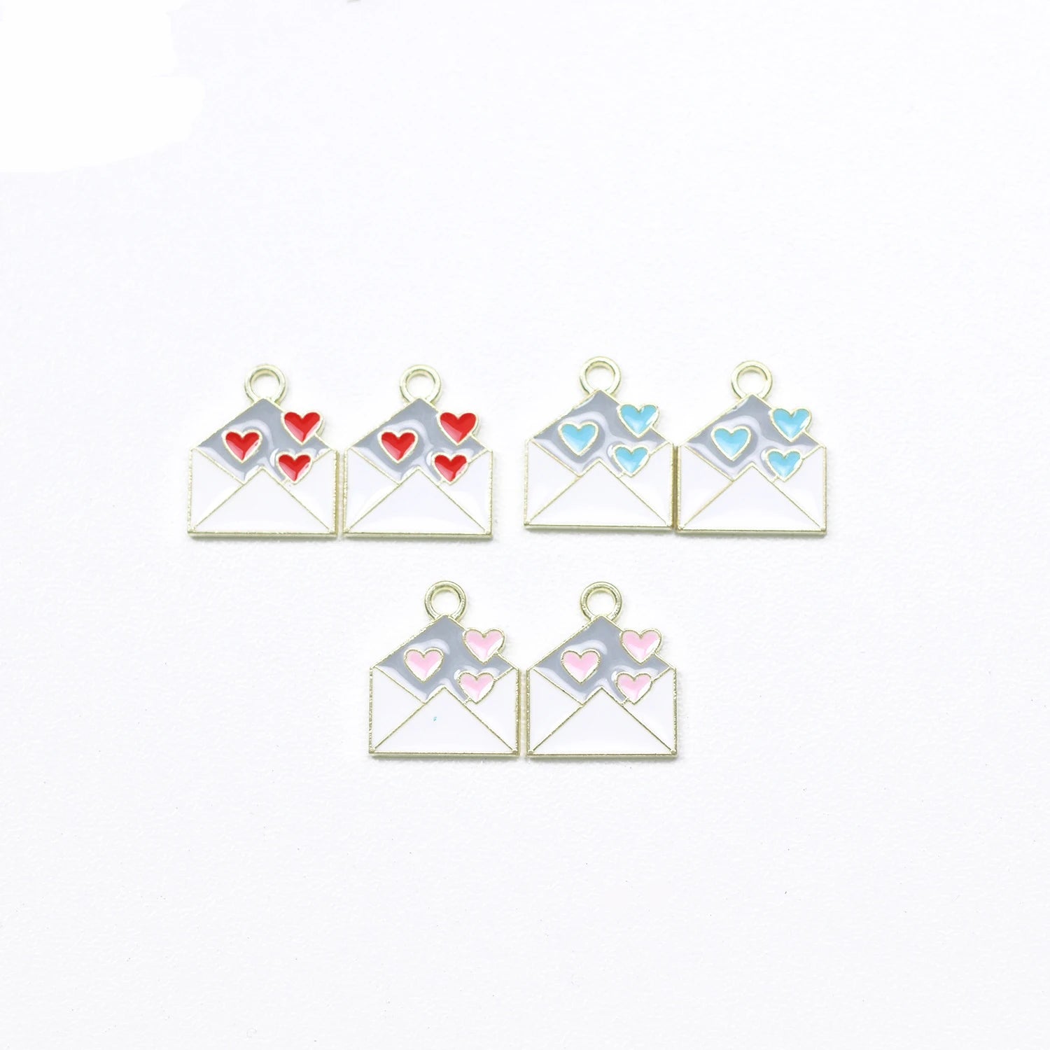 14x16mm DIY Gold Plated Zinc Alloy Diy Jewelry Making Accessories Enamel Enameled Romantic Lover Heart Envelope Pendant Charm