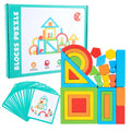 Custom Children Wooden Rainbow DIY Geometry Stacked Building Blocks Puzzle Educational Creative Interesting Toys for Kids