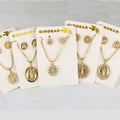 S11060 Bling Jewelry Rainbow Diamond Cubic Zirconia Blessed Mother Virgil Mary Earring Necklaces Jewelry Sets for Women MegaBDM
