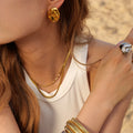J&D Irregular Stainless Steel Earrings for Women Jewelry Beach Gold Plated Big Chunky Earrings Women