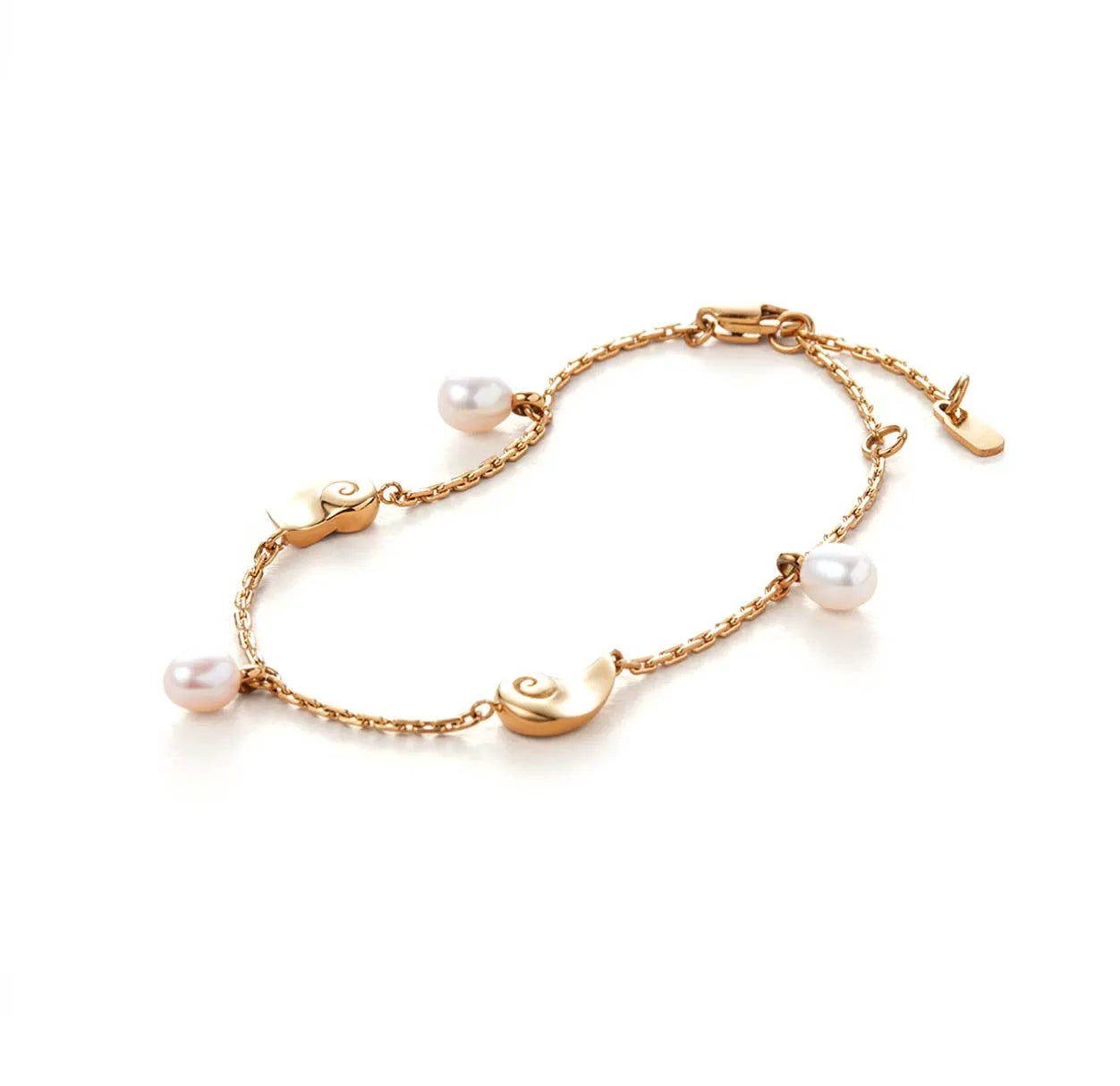 Milskye Beautiful Jewelry Set for Women Brass 14k Gold Plated Pearl Geometry Bracelets