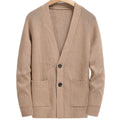 Custom Man Fashionable Knitted Sweater Button Down Pure Color Cashmere Merino Wool Men Sweater Cardigans With Pocket