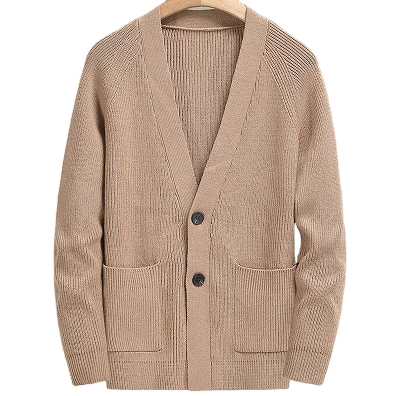 Custom Man Fashionable Knitted Sweater Button Down Pure Color Cashmere Merino Wool Men Sweater Cardigans With Pocket