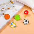 Cartoon Tennis Volleyball Soccer Badminton Basketball Balls Metal Enamel Brooches Jewelry For Clothes
