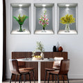 Wholesale Hot Sale 3PCS/Set 3D PVC Self-adhesive Flower and Green Plant Wall Sticker Decorative Wall Flower Decor Window Sticker