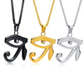 Non Tarnish PVD 18k Real Gold Ancient Egyptian Symbol of Protection Necklace Stainless Steel CZ Eye of Horus Pendant